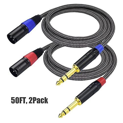 Ihurlu Балансиран кабел за свързване 1/4 TRS към XLR-штекеру, на 50 метра от Четвърт инч, 6,35 мм до 3-номера за контакт XLR-штекерному микрофонному кабел, здрав найлон плитка, по?