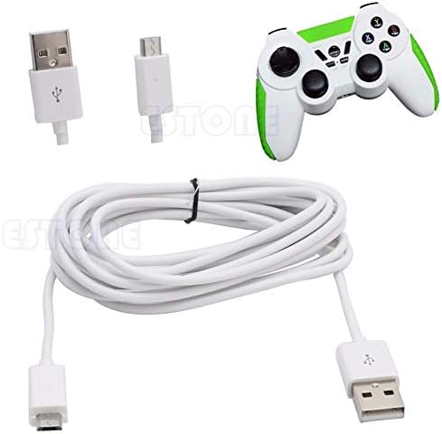 Asen-Acces - 1 БР. Дълъг захранващ Кабел Micro USB Charge за зареждане на 3 М За контролери PS4 Xbox One Черен/Бял