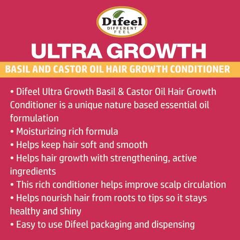 Климатик за растеж с босилек и рициново масло Difeel Ultra Growth 33,8 унция.