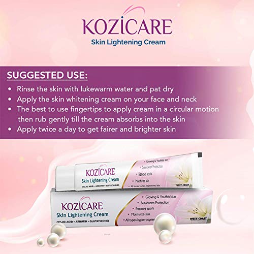 Органичен Крем за изсветляване на кожата Kozicare с Койевой киселина, Арбутином, Глутатионом | За всички Видове Гиперпигментированной на кожата, за отстраняване на пет