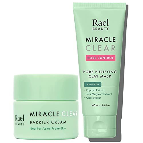 Rael Miracle Пакет - Крем-бариера Miracle Clear (1,8 грама) и Глинена маска Miracle Clear за контрол на порите (3,4 течни унции)