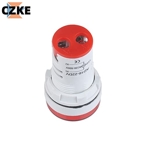 EZZON 2 бр. Мини Цифров Волтметър 22 мм Кръгъл AC 12-500 В Тестер за напрежение Метър Монитор led индикатор мощност 30х30 мм (Цвят: