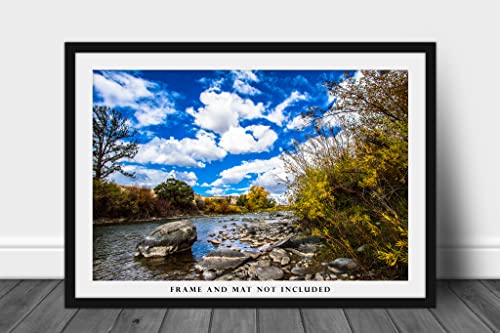 Западна фотография, Принт (без рамка), Изображението на дървета Есенни цветове по протежение на река Уинд в Есенен ден в Уайоминг,