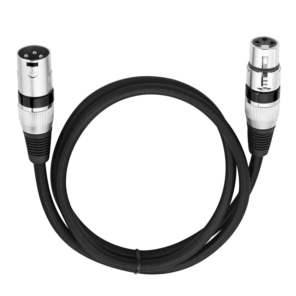 Удлинительный кабел XLR в черна оплетке от мъжа към Жената M/F с 3-пинов конектор за микрофон миксер 1 m 2 m, 3 m, 5 m 10 m 20 m