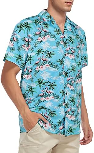 Century Star Мъжки Хавайски Ризи С Цветен Модел, Ежедневни Ризи с Копчета, Тропически Летни Ризи с Къс Ръкав за Мъже