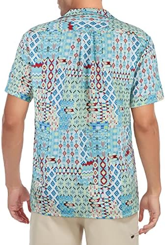 Century Star Мъжки Хавайски Ризи С Цветен Модел, Ежедневни Ризи с Копчета, Тропически Летни Ризи с Къс Ръкав за Мъже