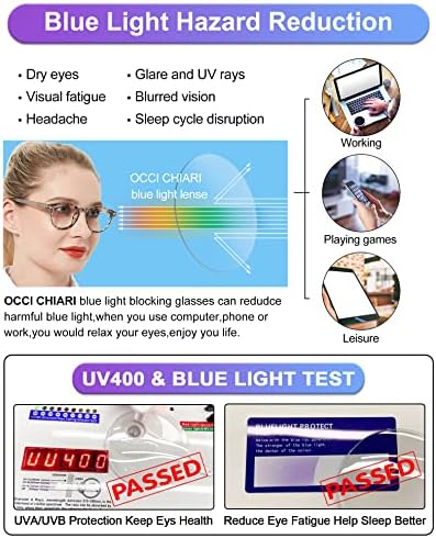 OCCI CHIARI Компютърни Очила за четене със Заключване Синя Светлина Reader за Жени(1.0 1.25 1.5 1.75 2.0 2.25 2.75 3.0 3.5 4.0 5.