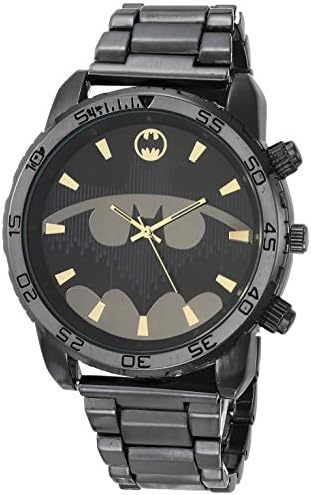Мъжки analog / digital-кварцов часовник Accutime Батман от оръжеен метал със златно лого Батман (модел BAT8073AZ)