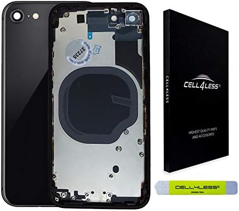 Делото CELL4LESS в събирането на Метална рамка с задно стъкло - Тава за sim-карти, frame фотоапарат и обектив за iPhone 8, БЕЗ лого