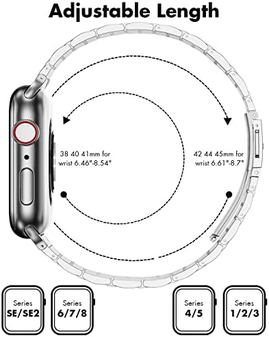 TISIMO за Apple Watch каишка 38 мм 40 мм 41 мм 42 мм 44 мм 45 мм, серия 8 7 6 5 4 3 2 1 SE SE2 за жени и мъже, класически метална