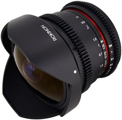 Фиксиран обектив Rokinon RKHD8MV-C HD 8 мм t/3,8 Рибешко око за Canon с уменьшаемой бленда и подвижна широкоъгълен обектив Hood