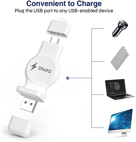 Безжично зарядно за Apple Watch USB A и USB C бял цвят от ZPARQ