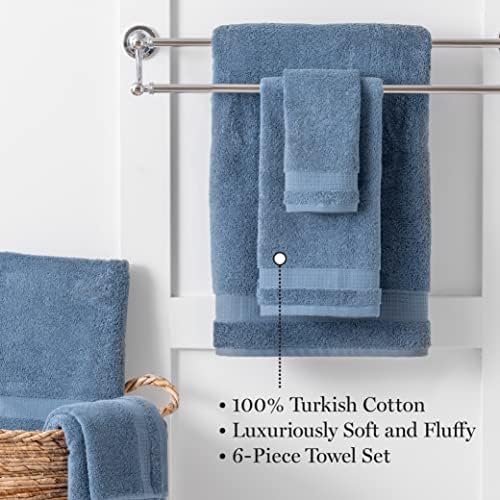 Комплект хавлиени кърпи от MARTHA STEWART Noah от Турски памук - 6 бр. | 2 Хавлиени кърпи за баня, 2 Кърпи за ръце, Гъба 2
