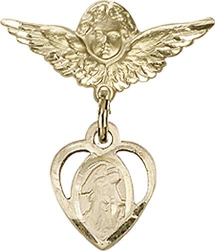 Детски икона Jewels Мания за талисман на Ангел-пазител и пин Ангел с крила | Детски икона от 14-каратово злато с талисман Ангел-пазител
